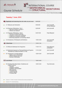 Schedule  geotechnical monitoring course 2016