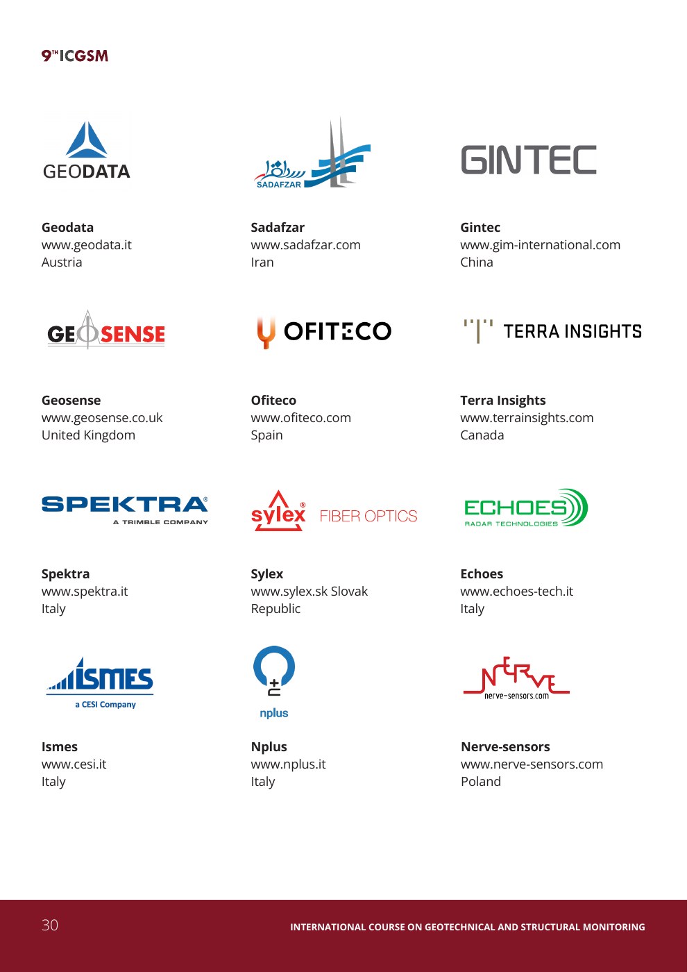 Sponsor page from the 2023 ICGSM handout, page 30