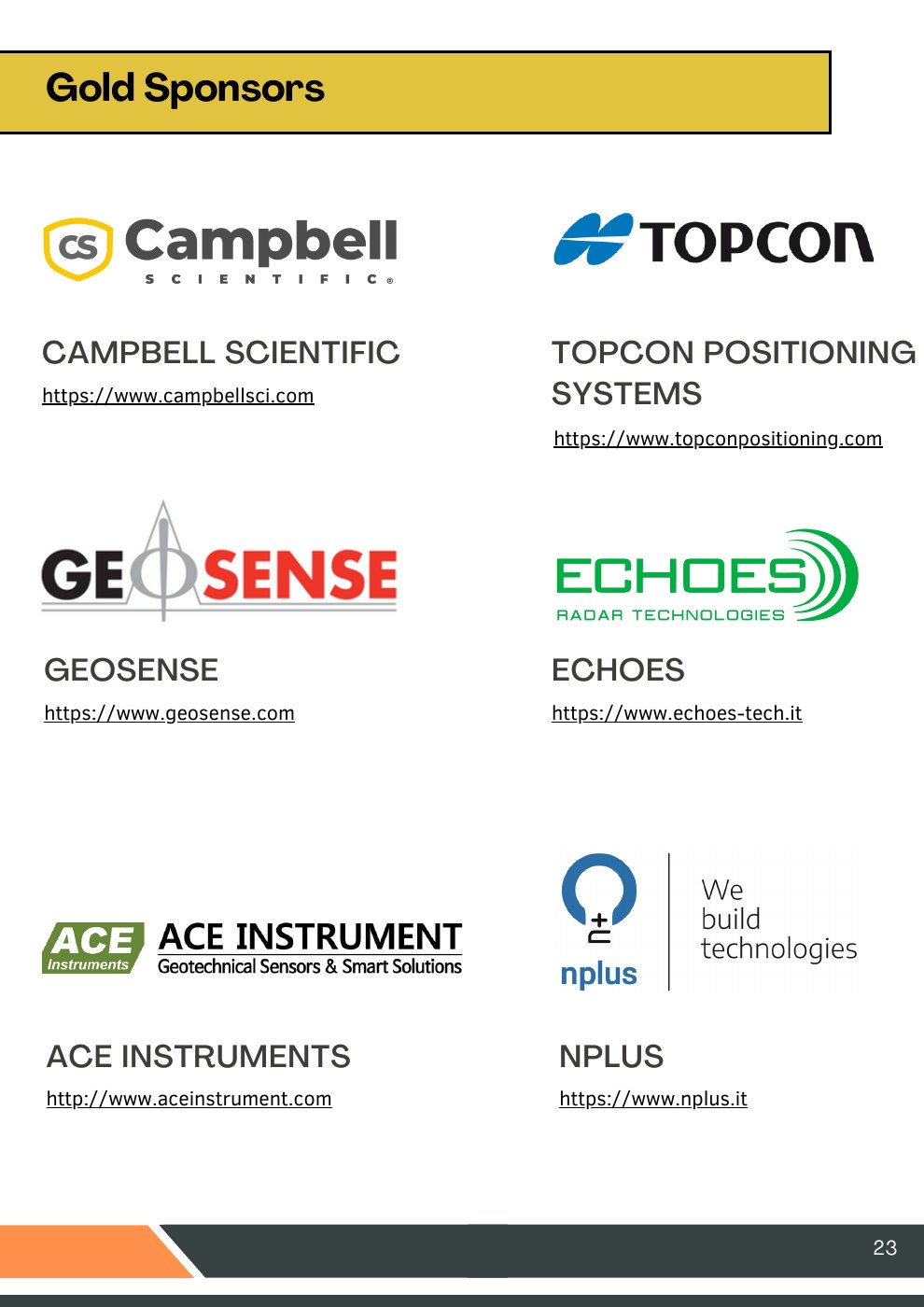 Sponsor page from the 2025 ICGSM handout, page 23